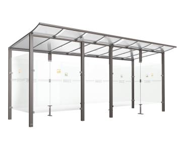 Raucherunterstand Modulo Farbe:Procity grau|Struktur:Mit Frontverkleidung|Weitere Merkmale:Zum Einbetonieren|Abmessungen:5000 mm - Tiefe 2000 mm