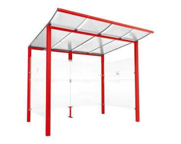 Raucherunterstand Modulo Farbe:RAL 3020|Struktur:Ohne Frontverkleidung|Weitere Merkmale:Zum Einbetonieren|Abmessungen:2500 mm - Tiefe 2000 mm