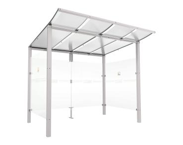 Raucherunterstand Modulo Farbe:RAL 7044|Struktur:Ohne Frontverkleidung|Weitere Merkmale:Zum Einbetonieren|Abmessungen:2500 mm - Tiefe 2000 mm