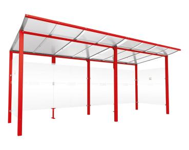 Raucherunterstand Modulo Farbe:RAL 3020|Struktur:Ohne Frontverkleidung|Weitere Merkmale:Zum Einbetonieren|Abmessungen:5000 mm - Tiefe 2000 mm