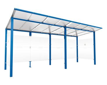 Raucherunterstand Modulo Farbe:RAL 5010|Struktur:Ohne Frontverkleidung|Weitere Merkmale:Zum Einbetonieren|Abmessungen:5000 mm - Tiefe 2000 mm