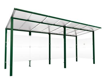 Raucherunterstand Modulo Farbe:RAL 6005|Struktur:Ohne Frontverkleidung|Weitere Merkmale:Zum Einbetonieren|Abmessungen:5000 mm - Tiefe 2000 mm