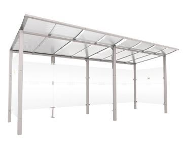 Raucherunterstand Modulo Farbe:RAL 7044|Struktur:Ohne Frontverkleidung|Weitere Merkmale:Zum Einbetonieren|Abmessungen:5000 mm - Tiefe 2000 mm