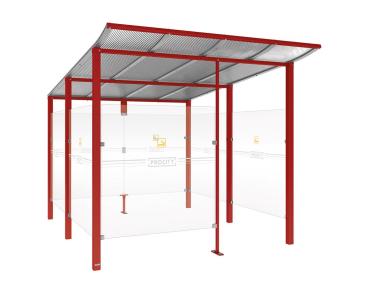 Raucherunterstand Modulo Farbe:RAL 3004|Struktur:Mit Frontverkleidung|Weitere Merkmale:Zum Einbetonieren|Abmessungen:2500 mm - Tiefe 3400 mm