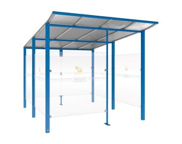 Raucherunterstand Modulo Farbe:RAL 5010|Struktur:Mit Frontverkleidung|Weitere Merkmale:Zum Einbetonieren|Abmessungen:2500 mm - Tiefe 3400 mm