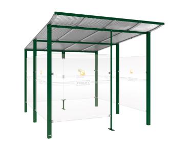 Raucherunterstand Modulo Farbe:RAL 6005|Struktur:Mit Frontverkleidung|Weitere Merkmale:Zum Einbetonieren|Abmessungen:2500 mm - Tiefe 3400 mm