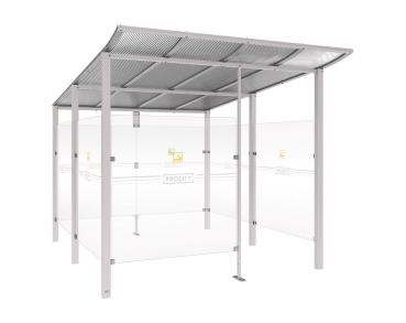 Raucherunterstand Modulo Farbe:RAL 7044|Struktur:Mit Frontverkleidung|Weitere Merkmale:Zum Einbetonieren|Abmessungen:2500 mm - Tiefe 3400 mm