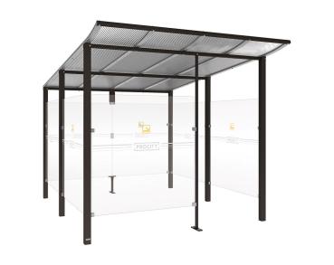 Raucherunterstand Modulo Farbe:RAL 9005|Struktur:Mit Frontverkleidung|Weitere Merkmale:Zum Einbetonieren|Abmessungen:2500 mm - Tiefe 3400 mm