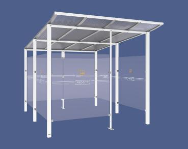 Raucherunterstand Modulo Farbe:RAL 9010|Struktur:Mit Frontverkleidung|Weitere Merkmale:Zum Einbetonieren|Abmessungen:2500 mm - Tiefe 3400 mm