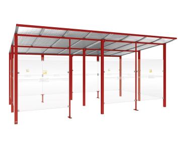 Raucherunterstand Modulo Farbe:RAL 3004|Struktur:Mit Frontverkleidung|Weitere Merkmale:Zum Einbetonieren|Abmessungen:5000 mm - Tiefe 3400 mm