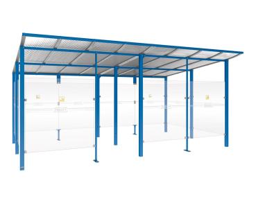 Raucherunterstand Modulo Farbe:RAL 5010|Struktur:Mit Frontverkleidung|Weitere Merkmale:Zum Einbetonieren|Abmessungen:5000 mm - Tiefe 3400 mm