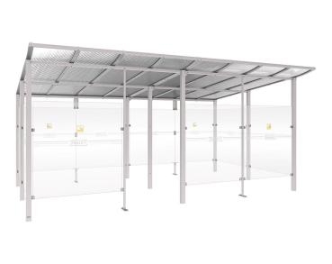 Raucherunterstand Modulo Farbe:RAL 7044|Struktur:Mit Frontverkleidung|Weitere Merkmale:Zum Einbetonieren|Abmessungen:5000 mm - Tiefe 3400 mm