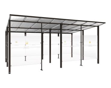 Raucherunterstand Modulo Farbe:RAL 9005|Struktur:Mit Frontverkleidung|Weitere Merkmale:Zum Einbetonieren|Abmessungen:5000 mm - Tiefe 3400 mm