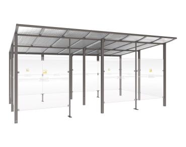 Raucherunterstand Modulo Farbe:Procity grau|Struktur:Mit Frontverkleidung|Weitere Merkmale:Zum Einbetonieren|Abmessungen:5000 mm - Tiefe 3400 mm