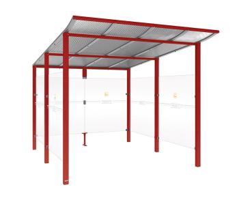 Raucherunterstand Modulo Farbe:RAL 3004|Struktur:Ohne Frontverkleidung|Weitere Merkmale:Zum Einbetonieren|Abmessungen:2500 mm - Tiefe 3400 mm
