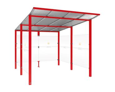Raucherunterstand Modulo Farbe:RAL 3020|Struktur:Ohne Frontverkleidung|Weitere Merkmale:Zum Einbetonieren|Abmessungen:2500 mm - Tiefe 3400 mm