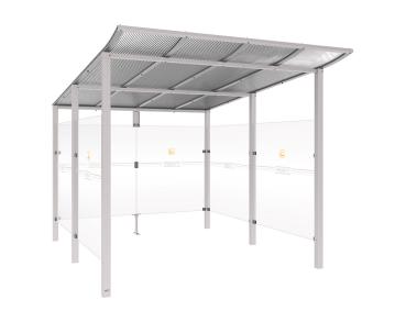 Raucherunterstand Modulo Farbe:RAL 7044|Struktur:Ohne Frontverkleidung|Weitere Merkmale:Zum Einbetonieren|Abmessungen:2500 mm - Tiefe 3400 mm