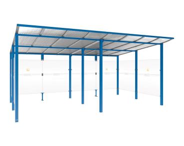 Raucherunterstand Modulo Farbe:RAL 5010|Struktur:Ohne Frontverkleidung|Weitere Merkmale:Zum Einbetonieren|Abmessungen:5000 mm - Tiefe 3400 mm
