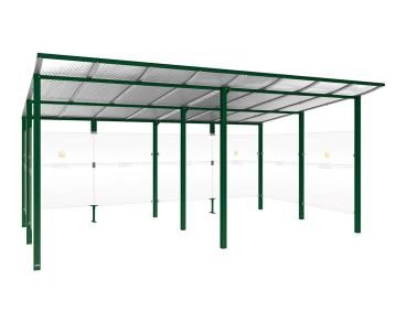 Raucherunterstand Modulo Farbe:RAL 6005|Struktur:Ohne Frontverkleidung|Weitere Merkmale:Zum Einbetonieren|Abmessungen:5000 mm - Tiefe 3400 mm