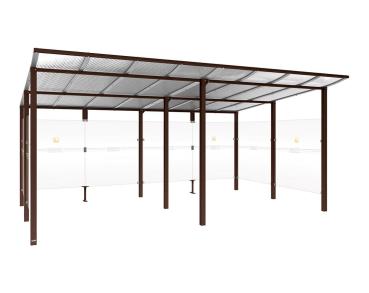 Raucherunterstand Modulo Farbe:RAL 8017|Struktur:Ohne Frontverkleidung|Weitere Merkmale:Zum Einbetonieren|Abmessungen:5000 mm - Tiefe 3400 mm