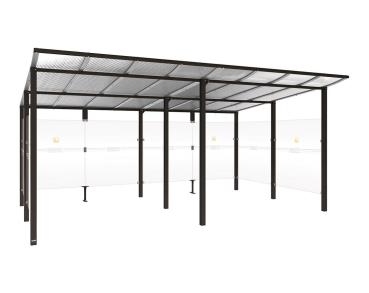 Raucherunterstand Modulo Farbe:RAL 9005|Struktur:Ohne Frontverkleidung|Weitere Merkmale:Zum Einbetonieren|Abmessungen:5000 mm - Tiefe 3400 mm