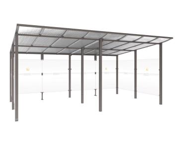 Raucherunterstand Modulo Farbe:Procity grau|Struktur:Ohne Frontverkleidung|Weitere Merkmale:Zum Einbetonieren|Abmessungen:5000 mm - Tiefe 3400 mm