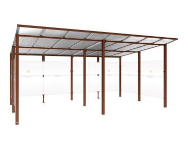 Raucherunterstand Modulo Farbe:Rost Korten Effekt|Struktur:Ohne Frontverkleidung|Weitere Merkmale:Zum Einbetonieren|Abmessungen:5000 mm - Tiefe 3400 mm