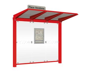 Wartehalle Venedig Farbe:RAL 3020|Länge:2500 mm|Struktur:Ohne Seitenverkleidung LED-Version