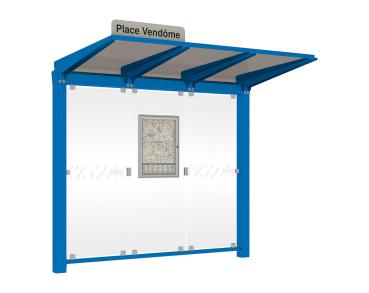 Wartehalle Venedig Farbe:RAL 5010|Länge:2500 mm|Struktur:Ohne Seitenverkleidung LED-Version