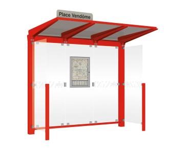 Wartehalle Venedig Farbe:RAL 3020|Länge:2500 mm|Struktur:Mit 2 Seitenverkleidungen LED-Version