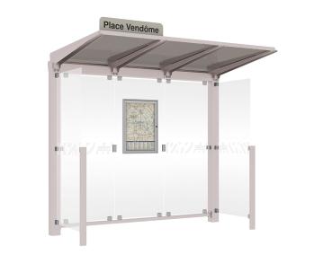 Wartehalle Venedig Farbe:RAL 7044|Länge:2500 mm|Struktur:Mit 2 Seitenverkleidungen LED-Version