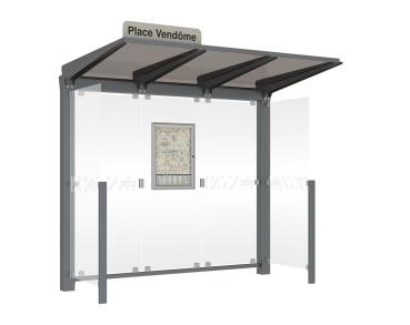 Wartehalle Venedig Farbe:Procity grau|Länge:2500 mm|Struktur:Mit 2 Seitenverkleidungen LED-Version