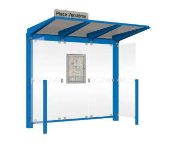 Wartehalle Venedig Farbe:RAL 5010|Länge:2500 mm|Struktur:Mit 2 Seitenverkleidungen
