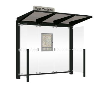Wartehalle Venedig Farbe:RAL 9005|Länge:2500 mm|Struktur:Mit 2 Seitenverkleidungen