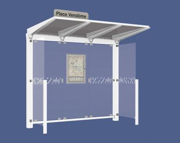 Wartehalle Venedig Farbe:RAL 9010|Länge:2500 mm|Struktur:Mit 2 Seitenverkleidungen