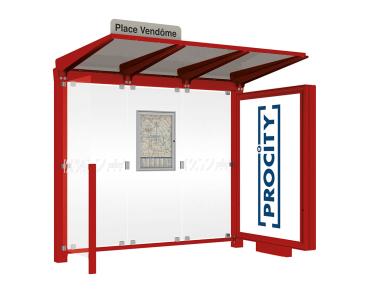 Wartehalle Venedig Farbe:RAL 3004|Länge:2500 mm|Struktur:Mit Leuchtcaisson und einer Seitenverkleidung