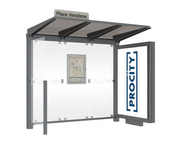 Wartehalle Venedig Farbe:RAL 3004|Länge:2500 mm|Struktur:Mit Leuchtcaisson LED-Version
