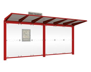 Wartehalle Venedig Farbe:RAL 3004|Länge:5000 mm|Struktur:Ohne Seitenverkleidungen