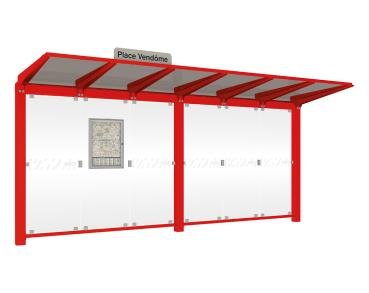 Wartehalle Venedig Farbe:RAL 3020|Länge:5000 mm|Struktur:Ohne Seitenverkleidungen