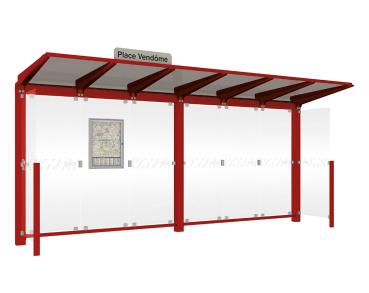 Wartehalle Venedig Farbe:RAL 3004|Länge:5000 mm|Struktur:Mit 2 Seitenverkleidungen