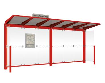 Wartehalle Venedig Farbe:RAL 3020|Länge:5000 mm|Struktur:Mit 2 Seitenverkleidungen