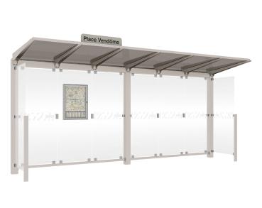 Wartehalle Venedig Farbe:RAL 7044|Länge:5000 mm|Struktur:Mit 2 Seitenverkleidungen LED-Version