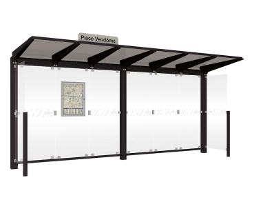 Wartehalle Venedig Farbe:RAL 9005|Länge:5000 mm|Struktur:Mit 2 Seitenverkleidungen