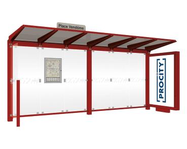 Wartehalle Venedig Farbe:RAL 3004|Länge:5000 mm|Struktur:Mit Leuchtcaisson LED-Version