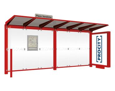 Wartehalle Venedig Farbe:RAL 3020|Länge:5000 mm|Struktur:Mit Leuchtcaisson LED-Version