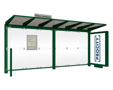 Wartehalle Venedig Farbe:RAL 6005|Länge:5000 mm|Struktur:Mit Leuchtcaisson LED-Version