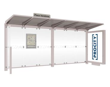Wartehalle Venedig Farbe:RAL 7044|Länge:5000 mm|Struktur:Mit Leuchtcaisson LED-Version