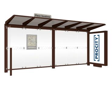 Wartehalle Venedig Farbe:RAL 8017|Länge:5000 mm|Struktur:Mit Leuchtcaisson LED-Version