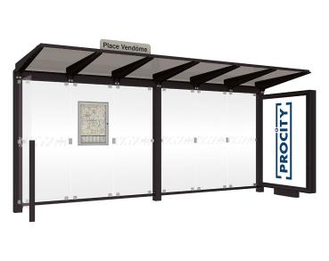 Wartehalle Venedig Farbe:RAL 9005|Länge:5000 mm|Struktur:Mit Leuchtcaisson LED-Version