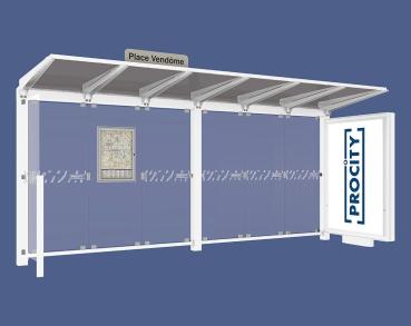Wartehalle Venedig Farbe:RAL 9010|Länge:5000 mm|Struktur:Mit Leuchtcaisson LED-Version